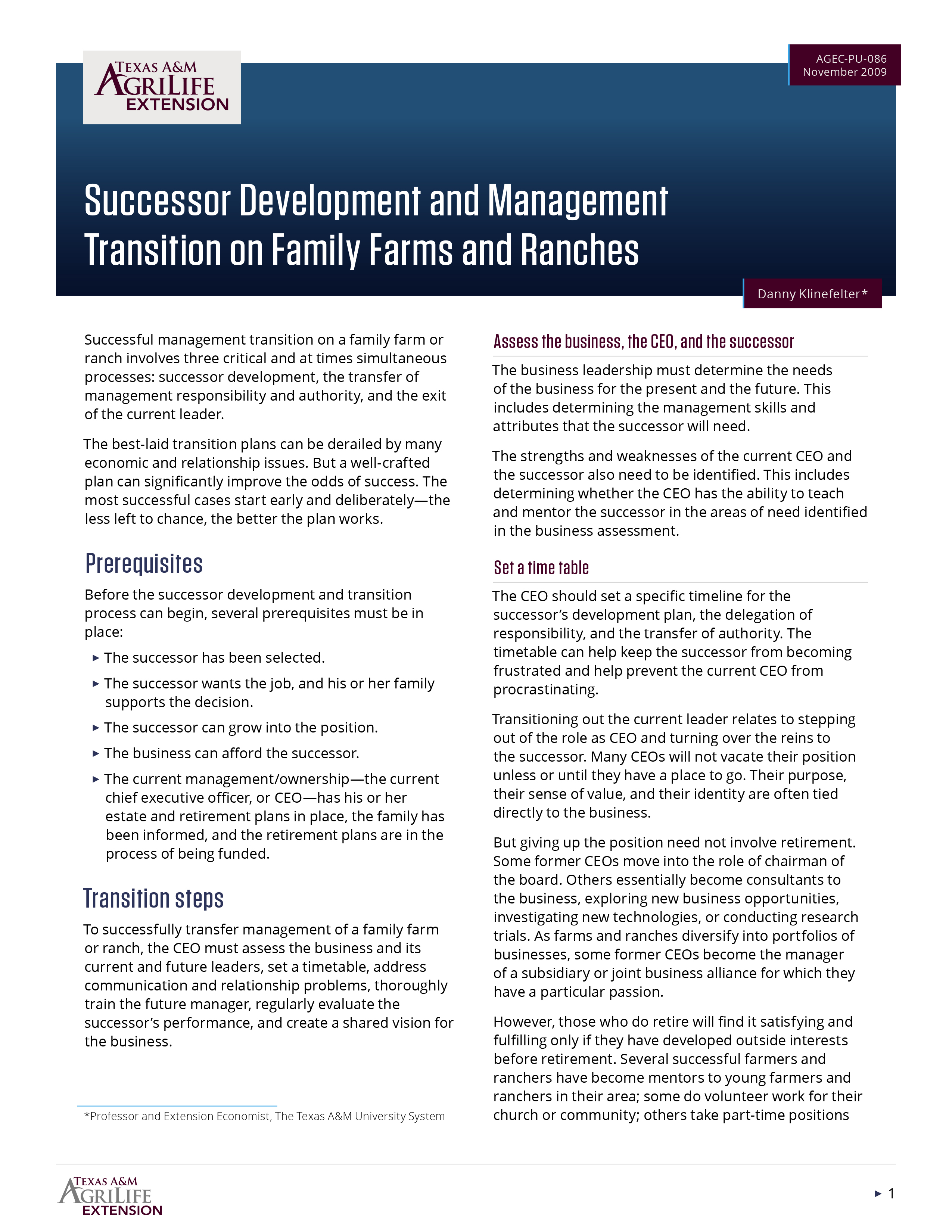 Successor Development and Management Transition on Family Farms and ...