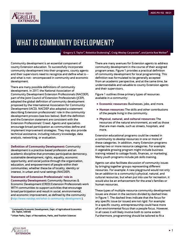 What is Community Development? Publications AgriLife Learn