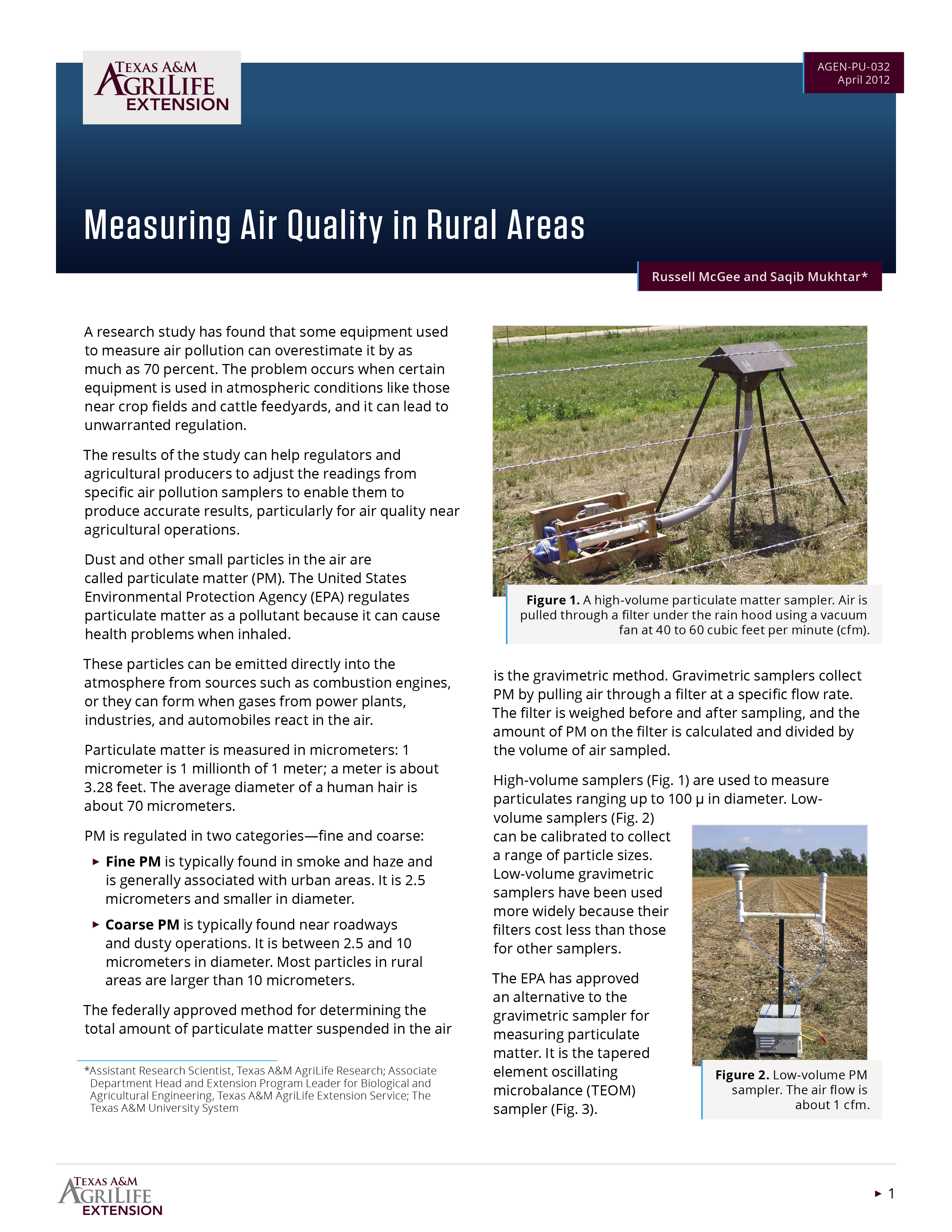 Measuring Air Quality in Rural Areas | Publications | AgriLife Learn
