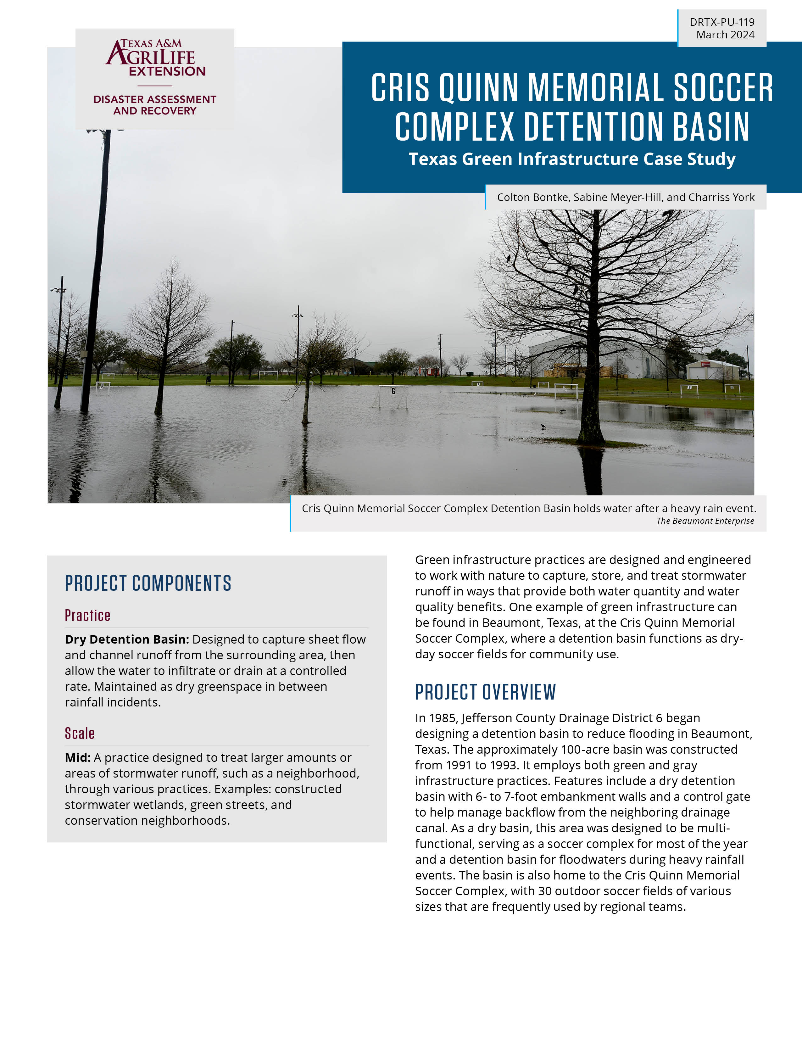 Cris Quinn Memorial Soccer Complex Detention Basin Texas Green