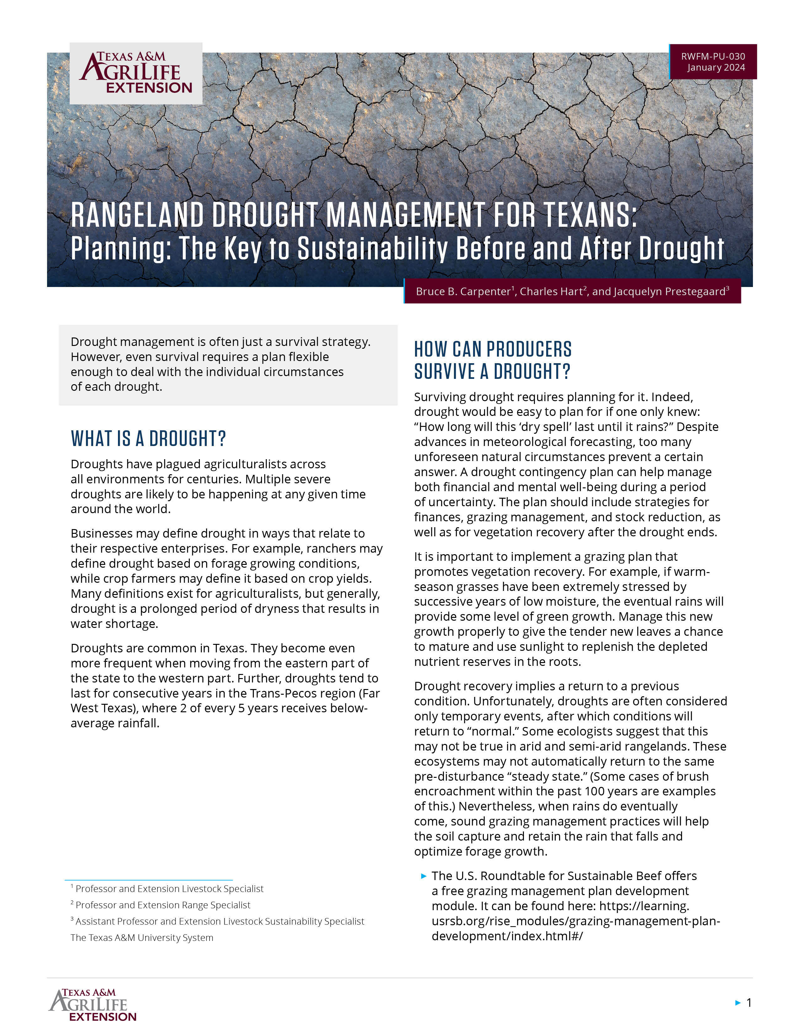 Rangeland Drought Management for Texans: Planning: The Key to ...